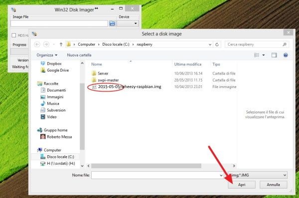 selezionaFileraspbian